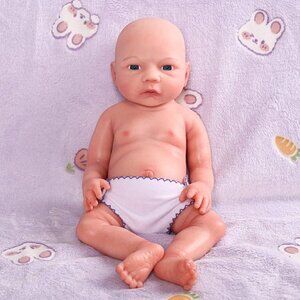 18.5"  Full Silicone Reborn Baby Doll Gifts for Newborn Babies Bald Boy